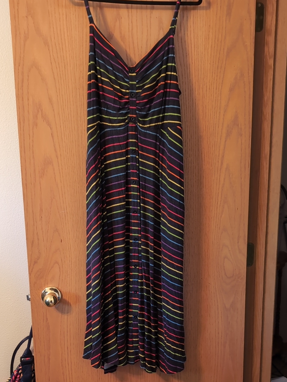 Torrid Pride Black Rainbow Striped Button-Front Maxi Dress